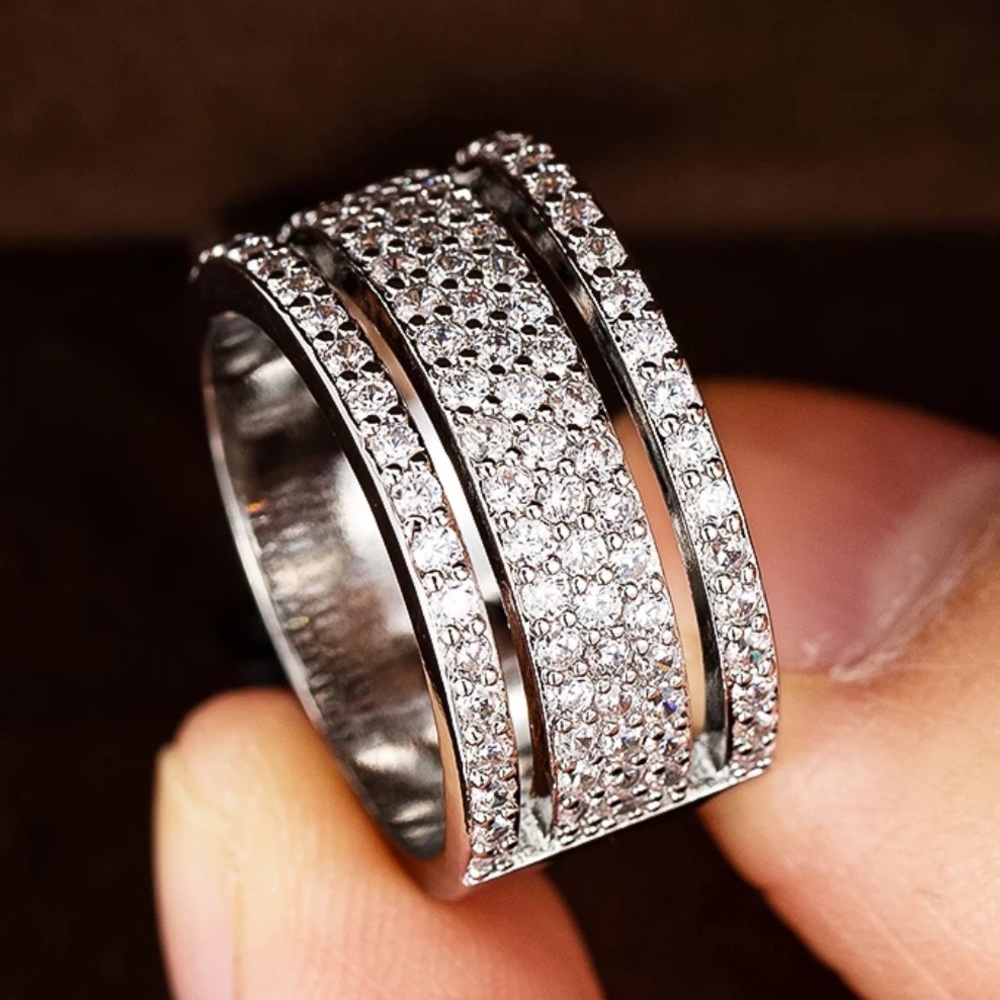 STERLING SILVER LUXURY WIDE BAND RING